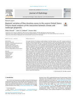 Regional Variation of Flow Duration Curves in the Eastern United States