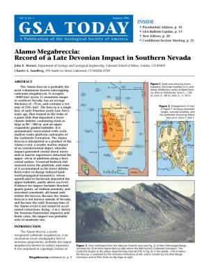Alamo Megabreccia: Record of a Late Devonian Impact in Southern Nevada John E