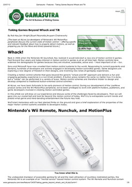 Nintendo's Wii Remote, Nunchuk, and Motionplus