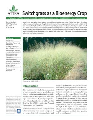 Switchgrass As a Bioenergy Crop a Publication of ATTRA - National Sustainable Agriculture Information Service • 1-800-346-9140 •