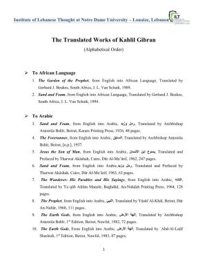 The Translated Works of Kahlil Gibran (Alphabetical Order)