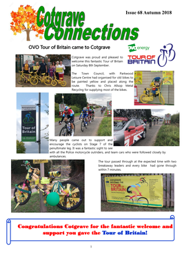 Congratulations Cotgrave for the Fantastic Welcome and Support You Gave the Tour of Britain!