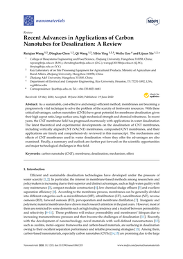 Recent Advances in Applications of Carbon Nanotubes for Desalination: a Review