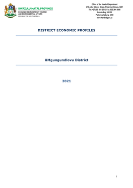 DISTRICT ECONOMIC PROFILES Umgungundlovu District 2021