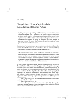 Cheap Labor?: Time, Capital and the Reproduction of Human Nature