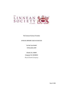 Linnean Society of London Annual Report & Accounts 2019
