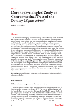 Morphophysiological Study of Gastrointestinal Tract of the Donkey (Equus Asinus) Arbab Sikandar