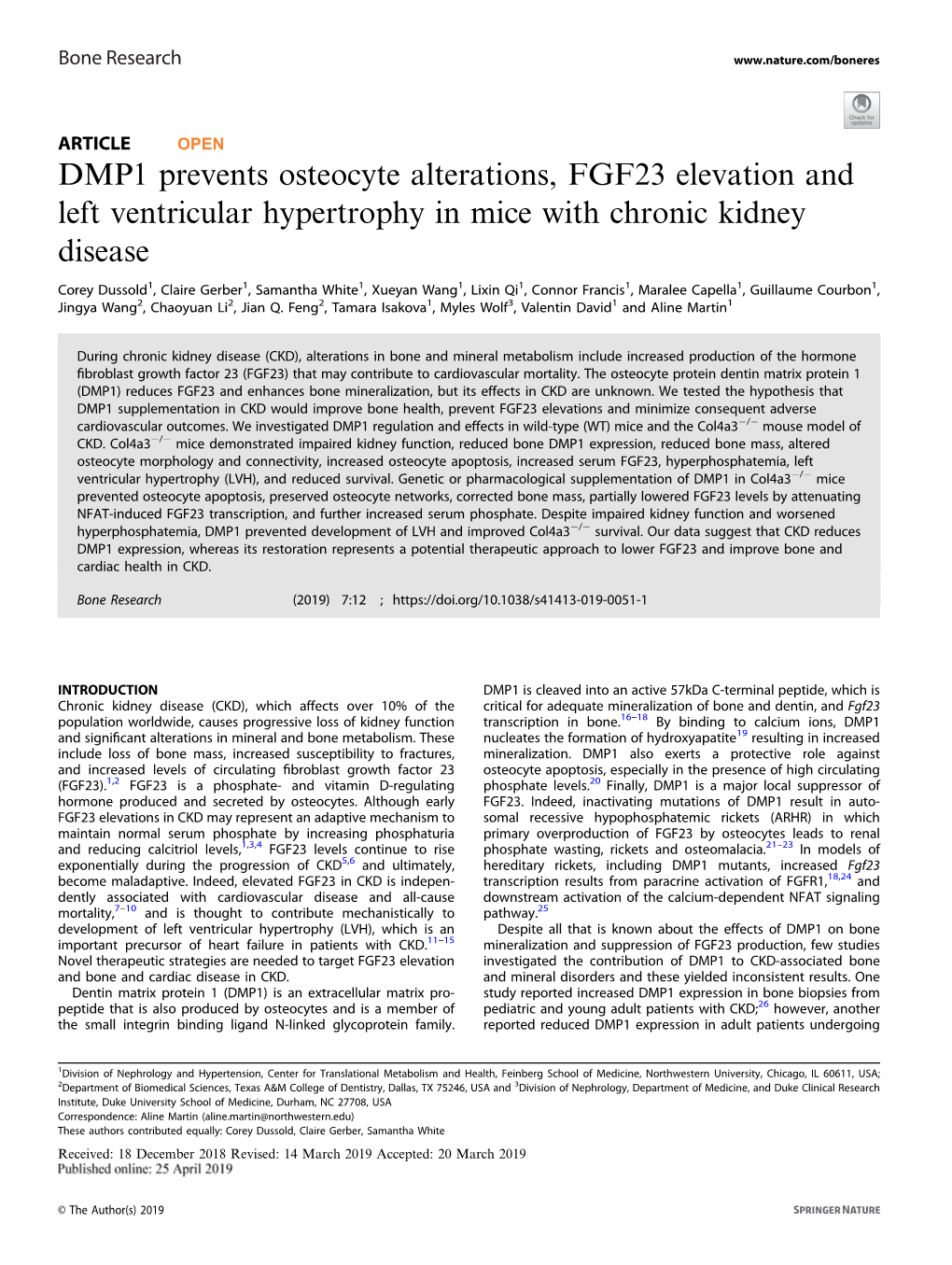 DMP1 Prevents Osteocyte Alterations, FGF23 Elevation and Left Ventricular Hypertrophy in Mice with Chronic Kidney Disease