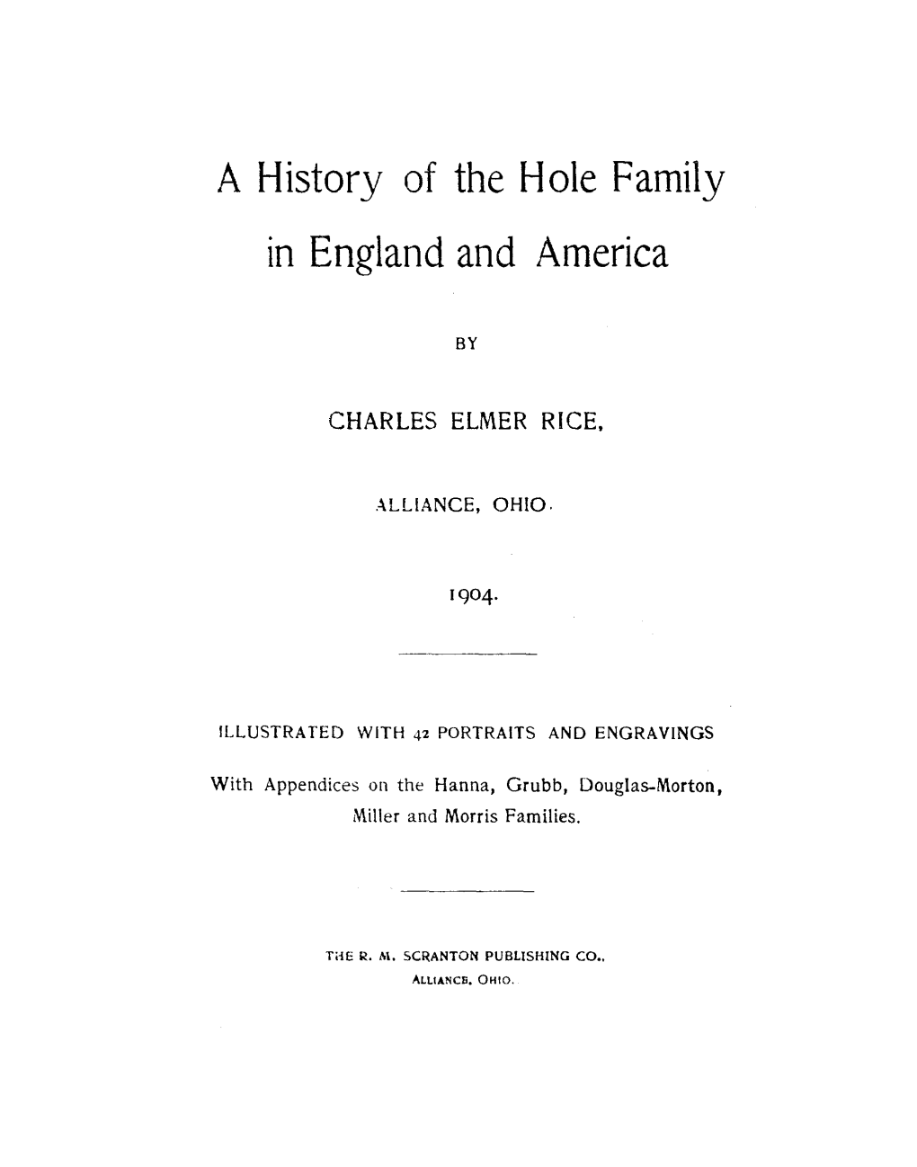 A History of the Hole Family in England and America