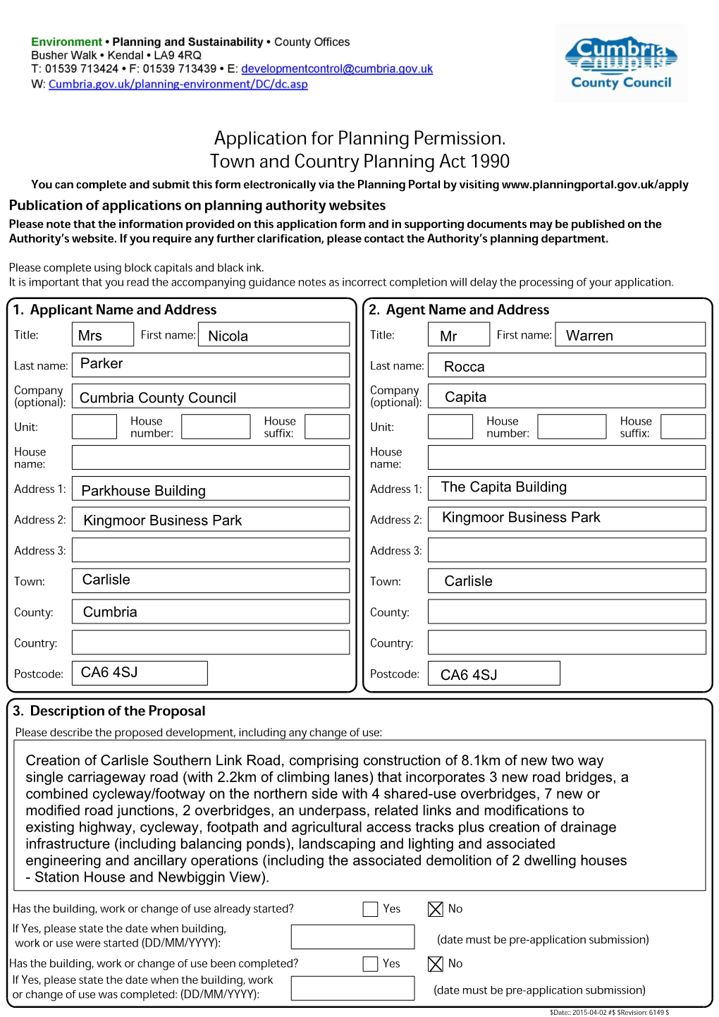 (B) CSLR Planning Application Form