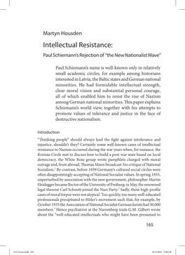 Martyn Housden Intellectual Resistance: Paul Schiemann’S Rejection of “The New Nationalist Wave”