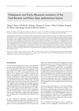 Palaeozoic and Early Mesozoic Evolution of the East Barents and Kara Seas 227