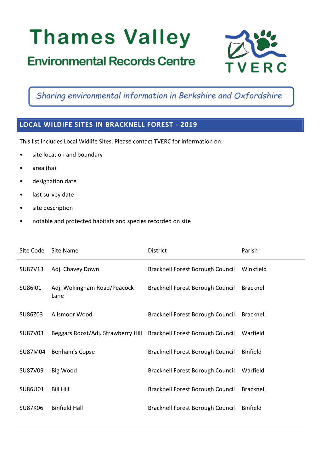 Bracknell Living List 2019