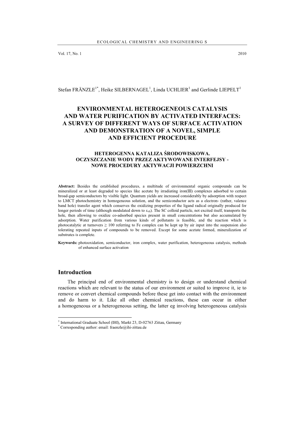 Environmental Heterogeneous Catalysis