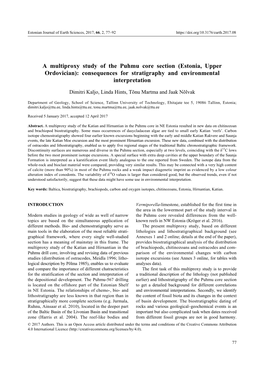 A Multiproxy Study of the Puhmu Core Section (Estonia, Upper Ordovician): Consequences for Stratigraphy and Environmental Interpretation