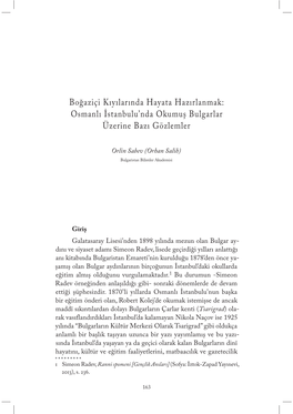 Osmanlı İstanbulu'nda Okumuş Bulgarlar Üzerine Bazı Gözlemler