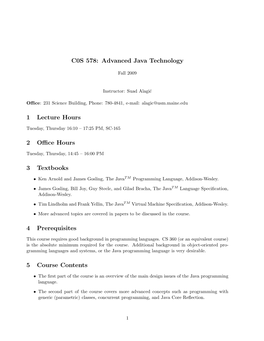 C0S 578: Advanced Java Technology