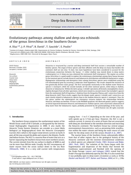 Evolutionary Pathways Among Shallow and Deep-Sea Echinoids of the Genus Sterechinus in the Southern Ocean