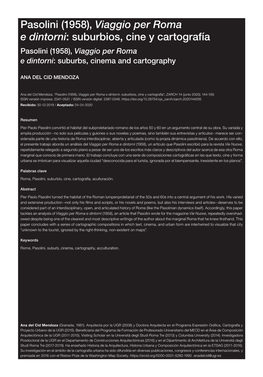 Pasolini (1958), Viaggio Per Roma E Dintorni: Suburbios, Cine Y Cartografía Pasolini (1958), Viaggio Per Roma E Dintorni: Suburbs, Cinema and Cartography