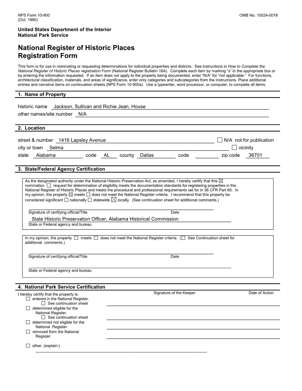 National Register of Historic Places Registration Form