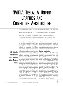 Nvidia Tesla:Aunified Graphics and Computing Architecture
