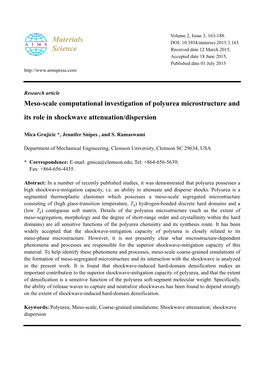 Meso-Scale Computational Investigation of Polyurea Microstructure and Its Role in Shockwave Attenuation/Dispersion