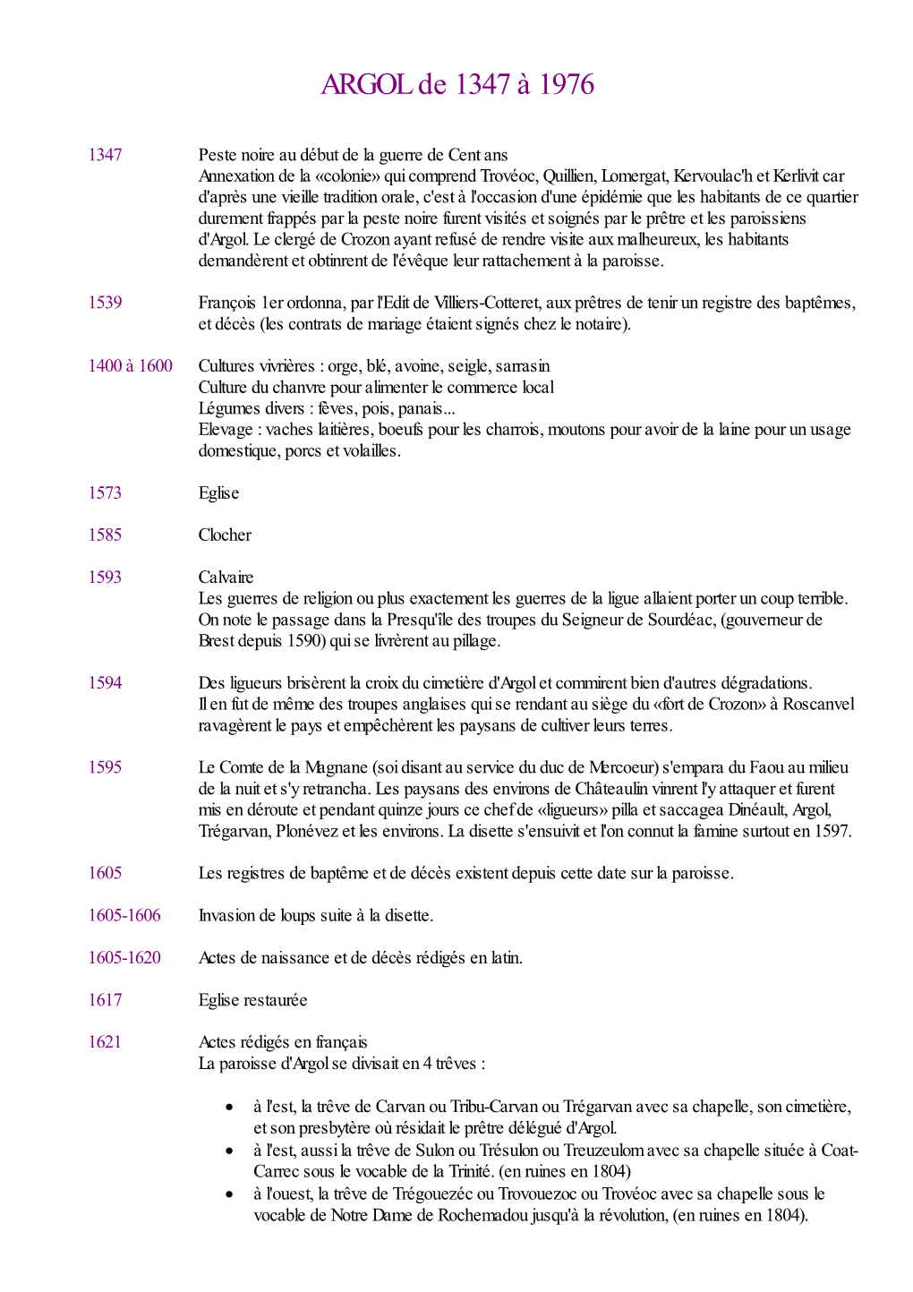 ARGOL De 1347 À 1976