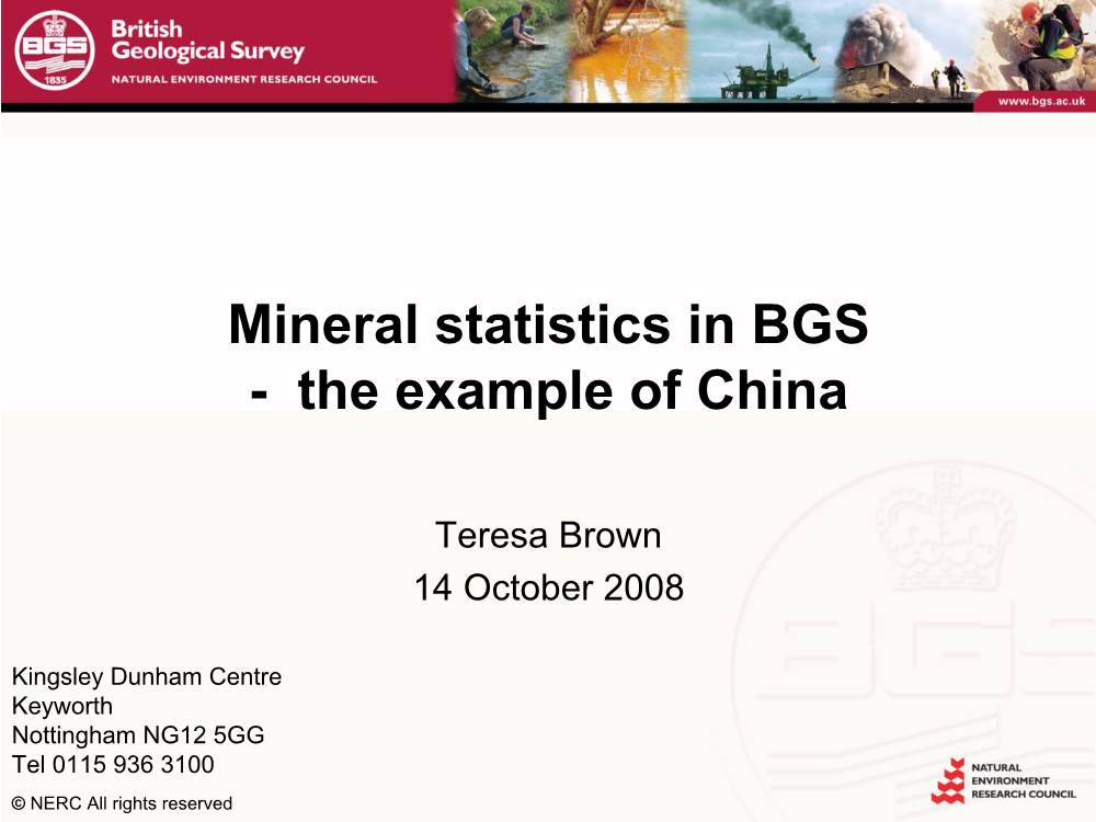 Mineral Statistics in BGS - the Example of China