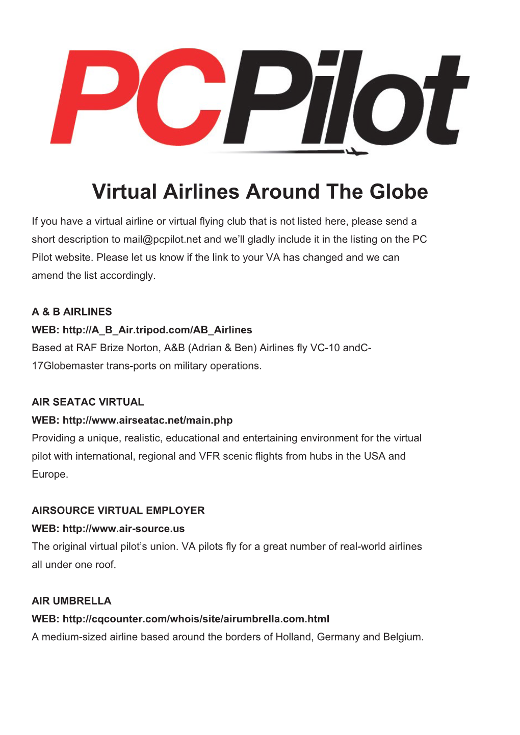 Virtual Airlines Around the Globe