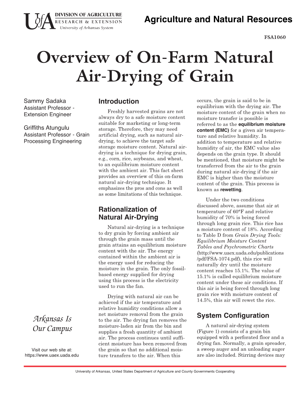 Overview of On-Farm Natural Air-Drying of Grain