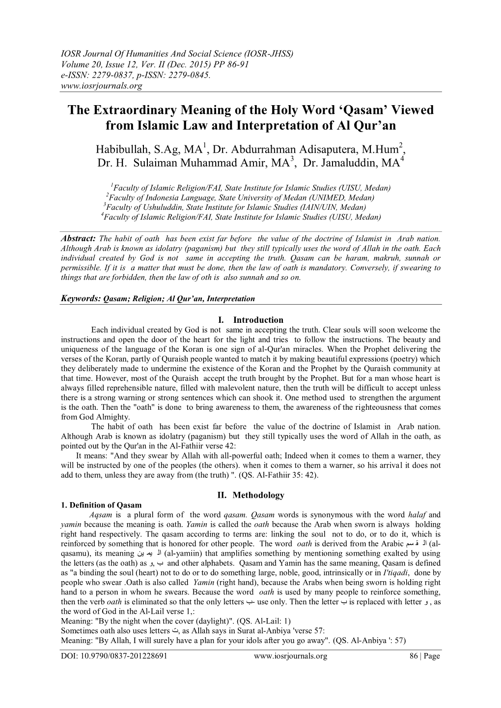 Qasam’ Viewed from Islamic Law and Interpretation of Al Qur’An