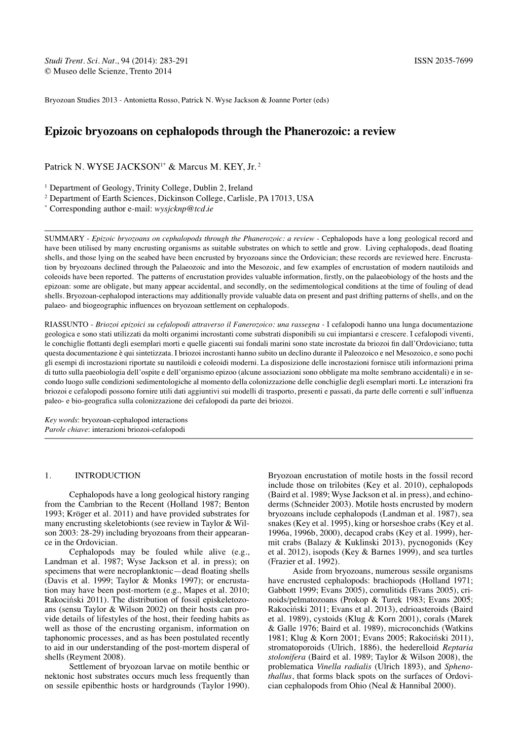 Epizoic Bryozoans on Cephalopods Through the Phanerozoic: a Review