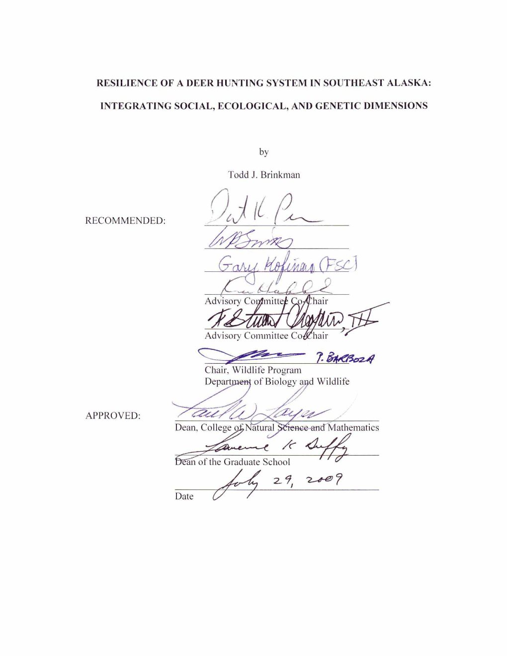 Resilience of a Deer Hunting System in Southeast Alaska