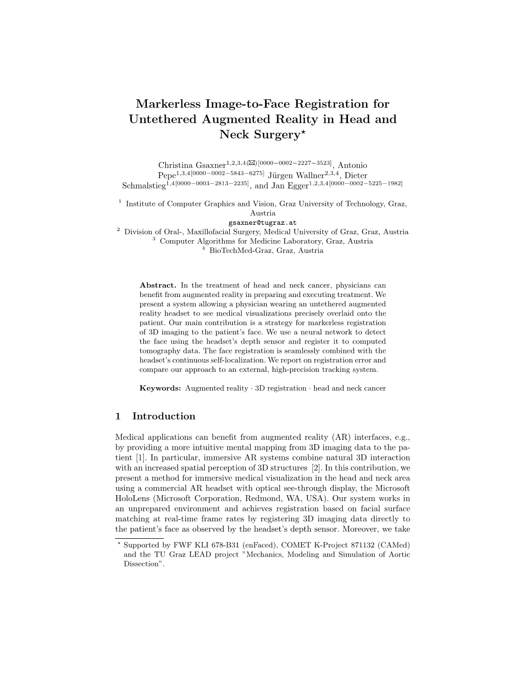 Markerless Image-To-Face Registration for Untethered Augmented Reality in Head and Neck Surgery?