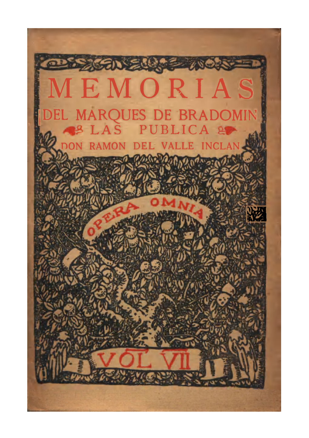 Memorias ¡Del Marques De Bradomin Las Publica Hon Ramon Del Valle Inclan