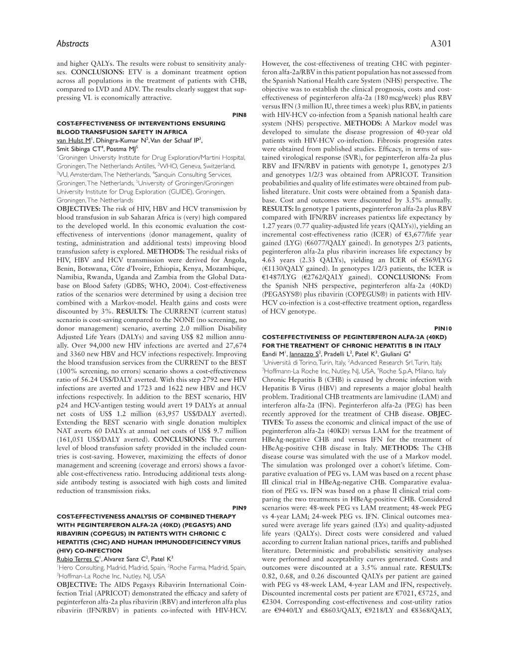 Pin10 Cost-Effectiveness of Peginterferon Alfa-2A