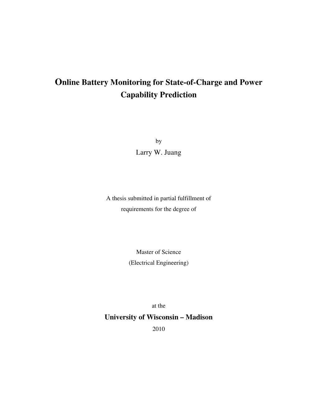 Online Battery Monitoring for State-Of-Charge and Power Capability Prediction