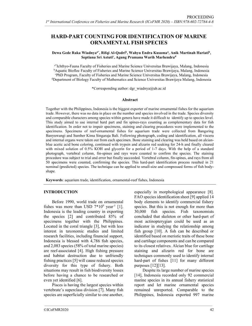 Hard-Part Counting for Identification of Marine Ornamental Fish Species