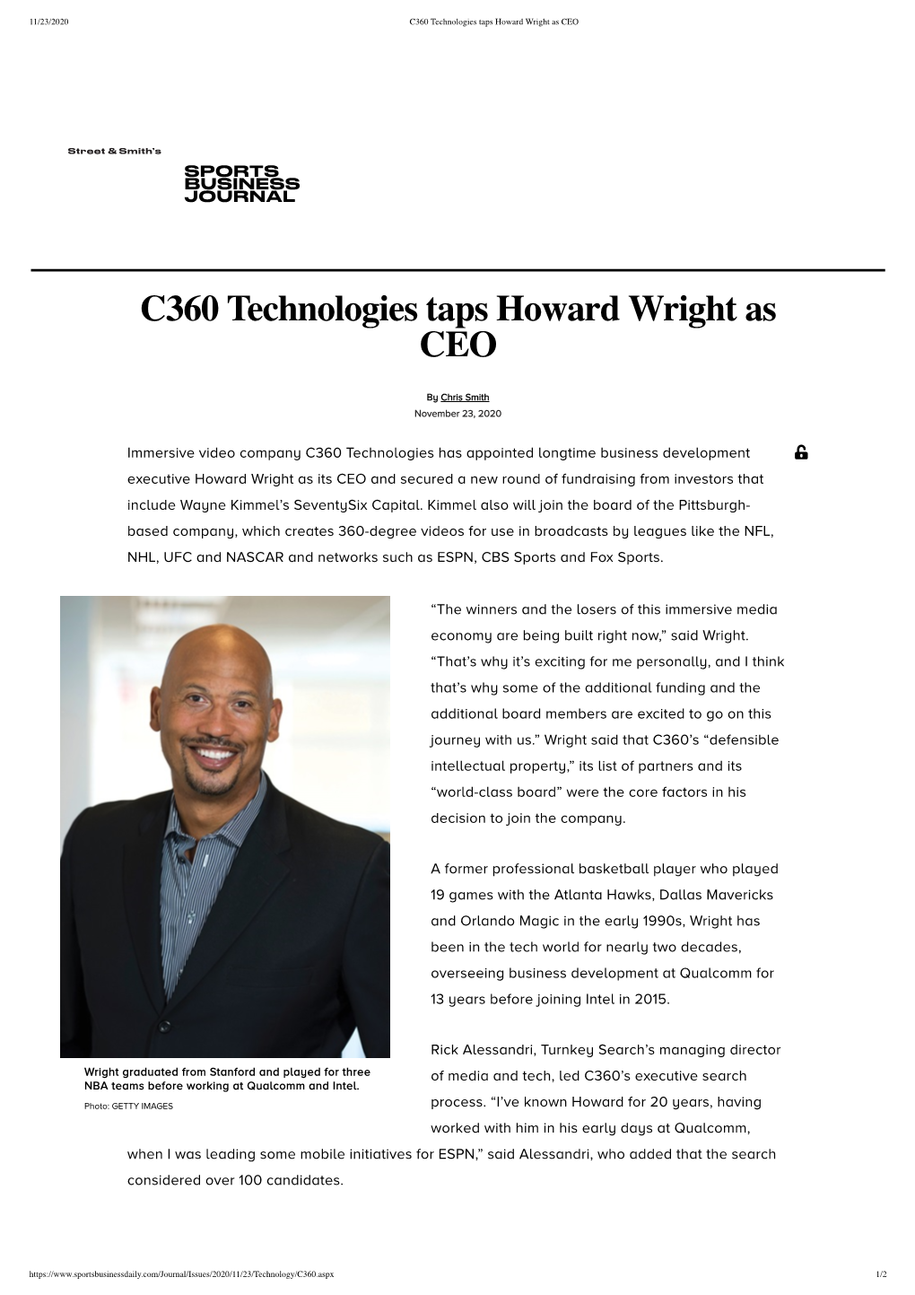 C360 Technologies Taps Howard Wright As CEO