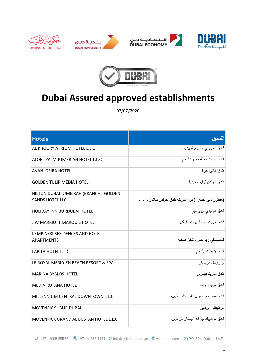 Dubai Assured Approved Establishments
