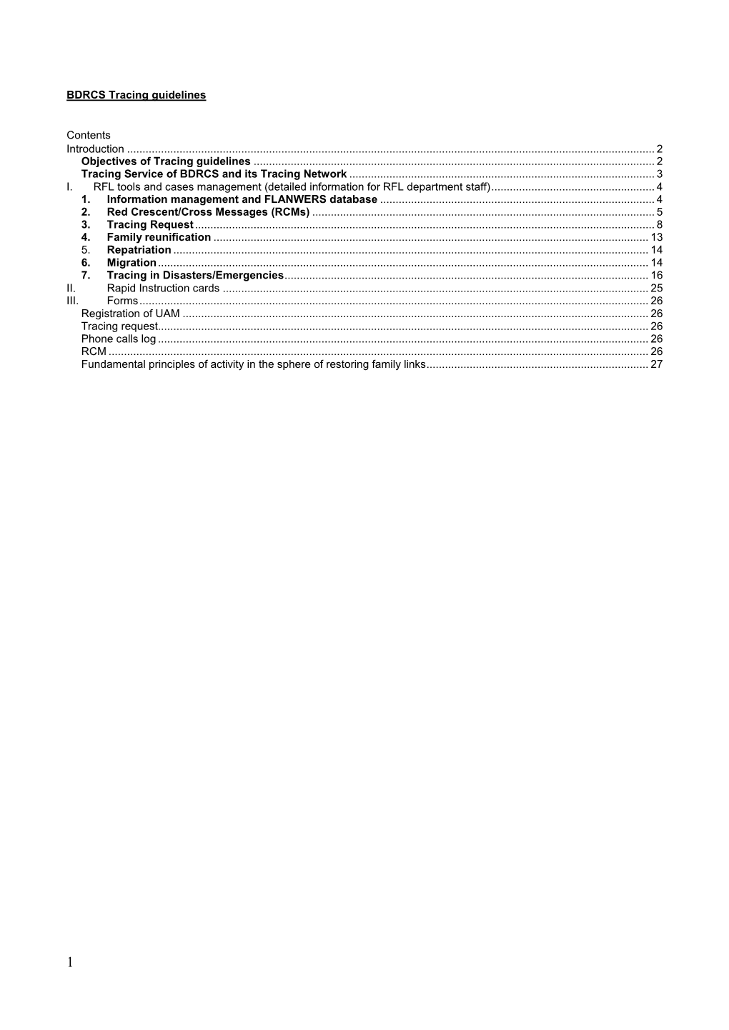 BDRCS Tracing Guidelines (Draft)