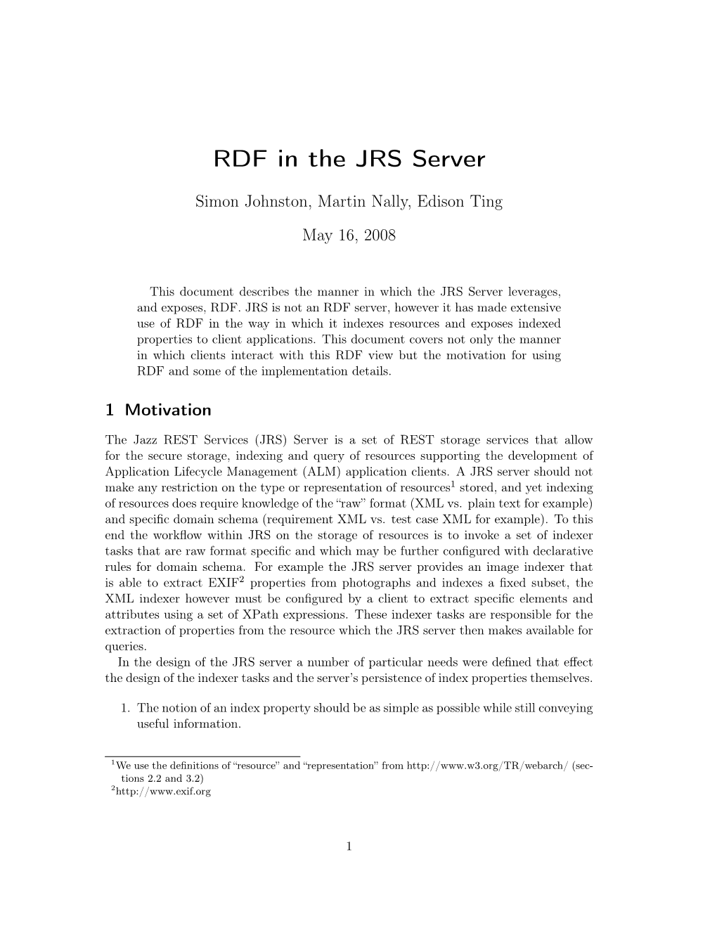 RDF in the JRS Server