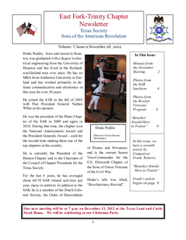 East Fork-Trinity Chapter Newsletter Texas Society Sons of the American Revolution