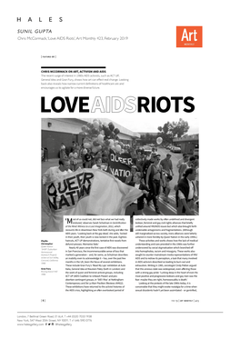 Love AIDS Riots’, Art Monthly 423, February 2019