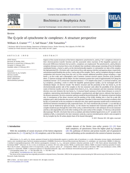 The Q Cycle of Cytochrome Bc Complexes: a Structure Perspective