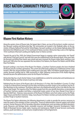First Nation Community Profiles Kluane First Nation