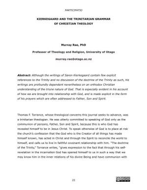 Kierkegaard and the Trinitarian Grammar of Christian Theology