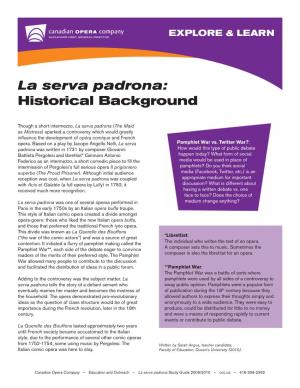 La Serva Padrona: Historical Background