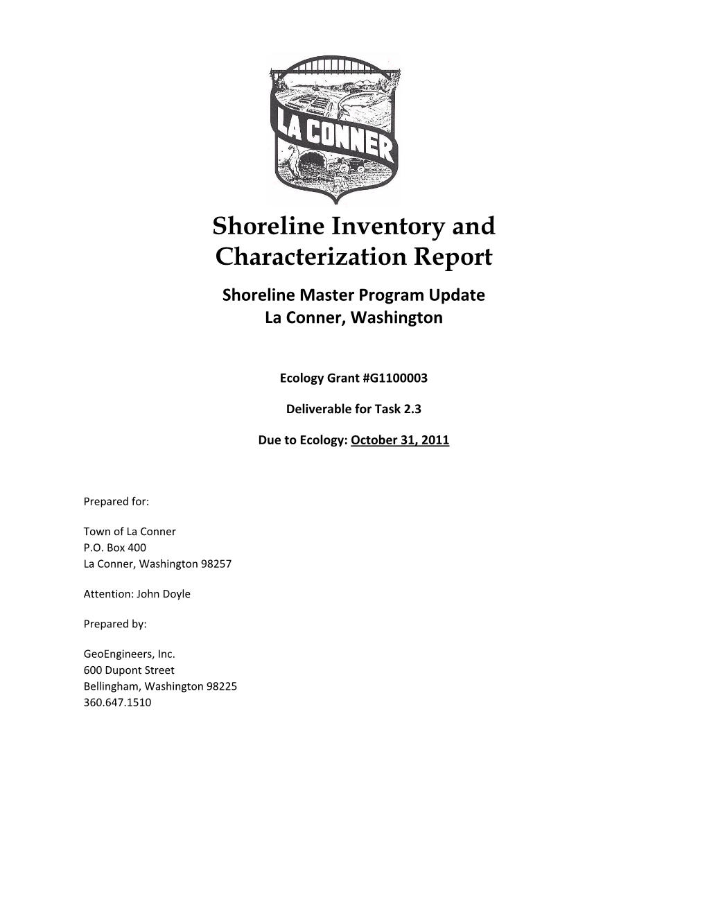 Shoreline Inventory and Characterization Report Shoreline Master Program Update La Conner, Washington