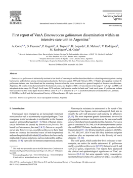 Enterococcus Gallinarum Dissemination Within an Intensive Care Unit in Argentinaଝ